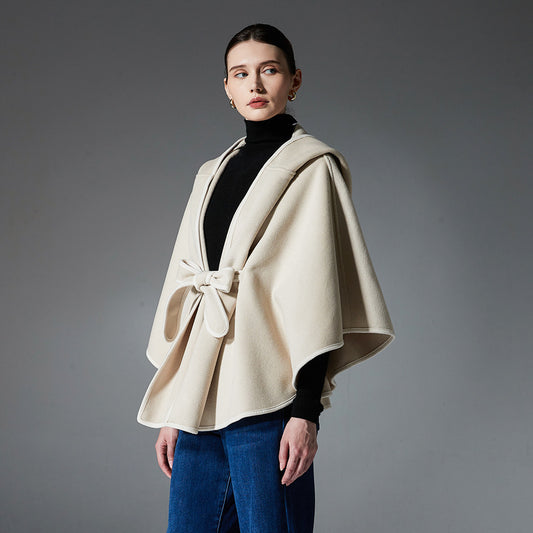 Poncho Capa Hoodie Reversible de Lana Premium Doble Faz