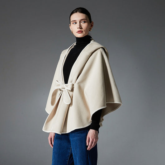 Poncho Capa Hoodie Reversible de Lana Premium Doble Faz