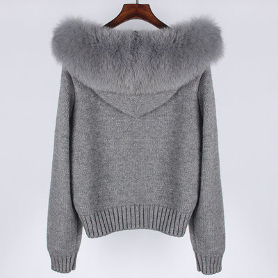 Abrigo de Primavera para Mujer con Cuello de Zorro Real y Capucha - Image 22