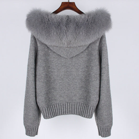 Abrigo de Primavera para Mujer con Cuello de Zorro Real y Capucha - Image 22
