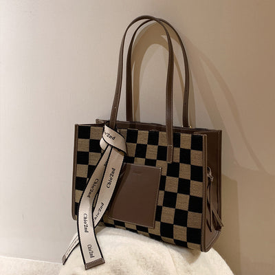 Bolso de Hombro Retro a Cuadros para Mujer - Image 10