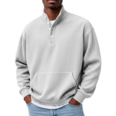 Suéter Polo Cuello Alto Manga Larga para Hombre - Casual Suelto con Bolsillos - Image 4