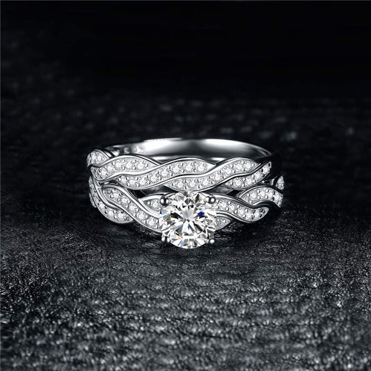 Juego de Anillos para Parejas en Acero Inoxidable Plateado - Image 2
