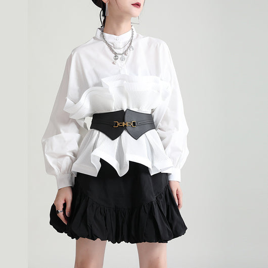 Blusa Mujer Cintura Fruncida Manga Linterna Ajuste Slim 3D - Image 5