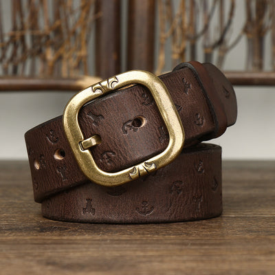 Cinturón de Cuero Estilo Coreano con Patrón Exclusivo para Hombre - Image 2