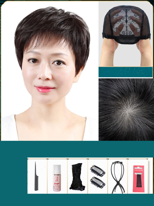 Peluca Corta de Cabello Humano Natural para Mujer - Image 14