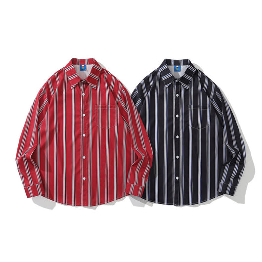 Camisa de Manga Larga con Rayas Contrastantes Estilo Estadounidense para Hombre - Image 20