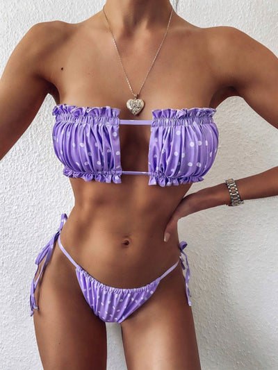 Bikini Triangular con Cordón y Detalles Calados para Mujer - Image 6