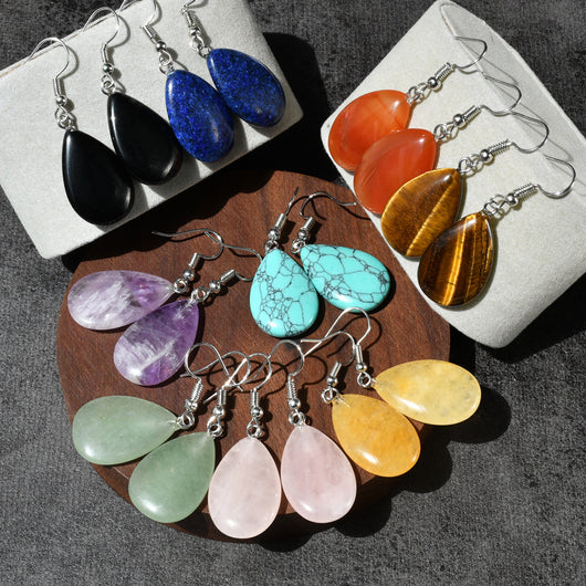 Aretes de Piedra Natural Estilo Chino Gota de Agua - Image 17