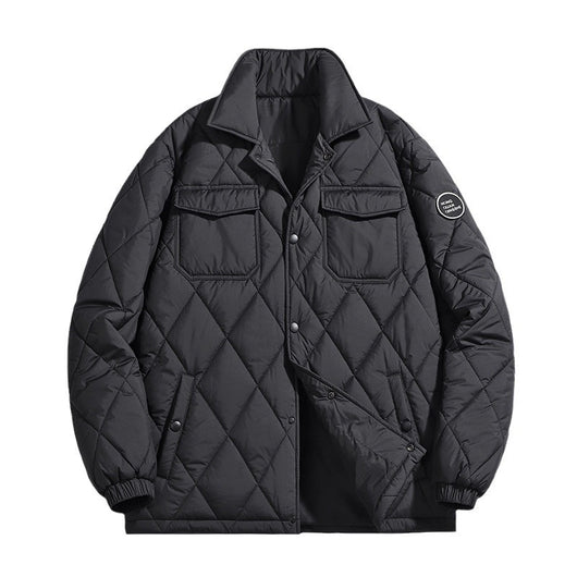 Abrigo Acolchado de Algodón para Hombre - Diseño Rombo Clásico Retro Talla Grande - Image 11