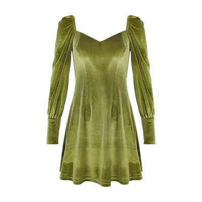Falda Vestido Terciopelo Retro Estilo Palacio Color Sólido - Image 6