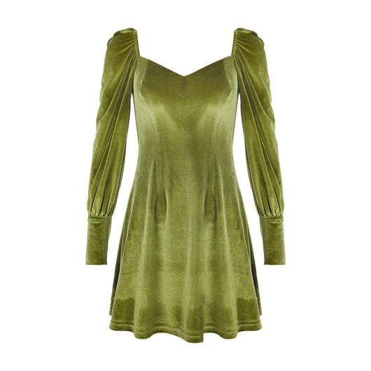 Falda Vestido Terciopelo Retro Estilo Palacio Color Sólido - Image 6