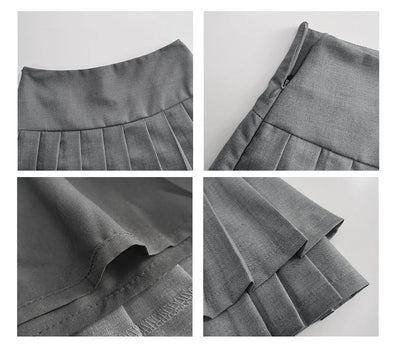 Falda Preppy de Talle Alto con Doble Pliegue para Mujer - Image 13