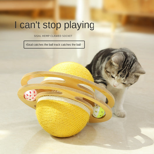 Rascador de Sisal para Gatos con Bola Interactiva y Tablero de Desgaste