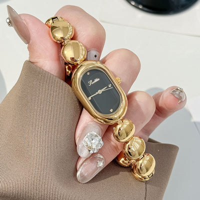 Reloj Pulsera Dorado Elegante Oval para Mujer - Image 3