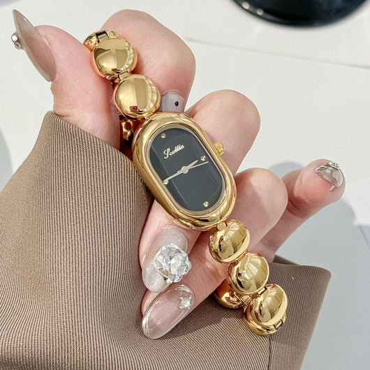 Reloj Pulsera Dorado Elegante Oval para Mujer - Image 3