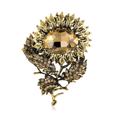 Broche Girasol de Aleación con Cristales Brillantes - Image 6