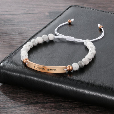 Pulsera Ajustable con Cuentas Personalizadas y Placa Grabada - Image 17