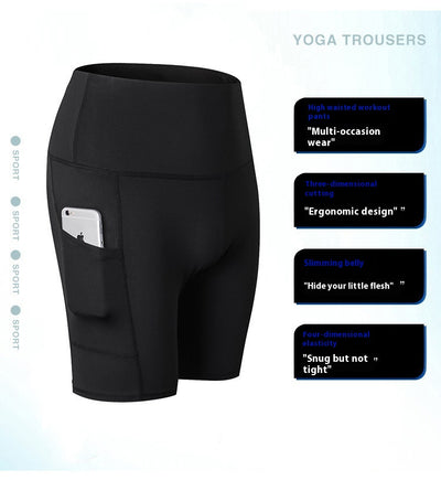 Shorts Deportivos Cintura Alta con Bolsillos Diagonales - Mallas de Entrenamiento Secado Rápido - Image 12