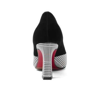 Zapatos de Tacón Grueso a Cuadros para Mujer - Diseño Versátil y Cómodo - Image 8