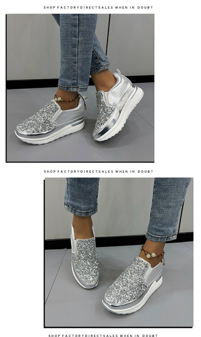Zapatillas Casual para Mujer con Lentejuelas y Suela Gruesa Acolchada - Image 6