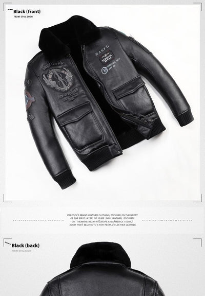 Chaqueta de Cuero Estilo Aviador para Hombre - Image 16