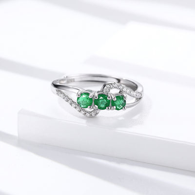 Anillo de Esmeralda Natural Lujo Plata S925 Ajustable - Image 8