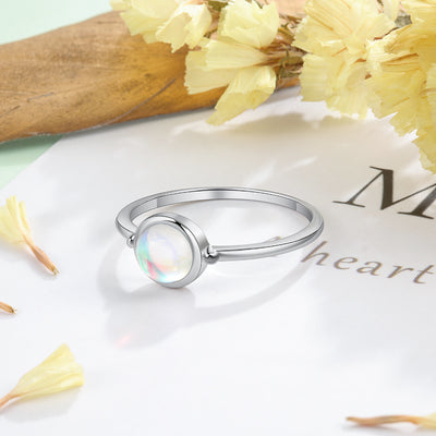 Anillo de Piedra Luna Redonda en Plata para Mujer - Image 8