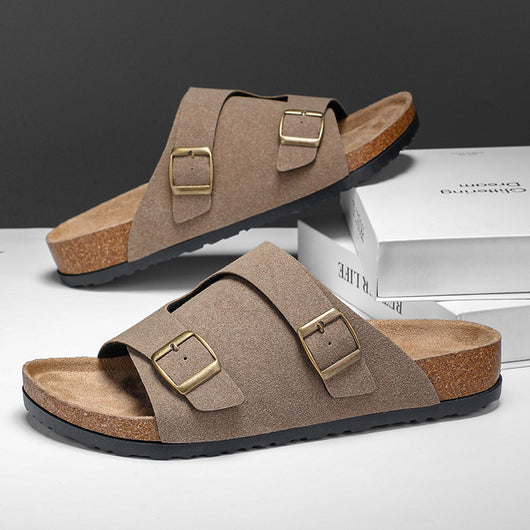 Sandalias Dobles de Ante de Corcho