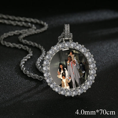 Dije Medallón Fotográfico de Pareja con Diamantes Hip Hop - Collar Memorial - Image 13