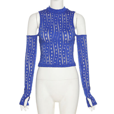 Bodysuit Tejido con Hombros Descubiertos y Mangas Largas - Image 9