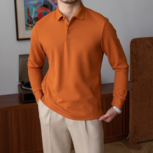 Polo Retro de Manga Larga Ajustado en Colores Sólidos - Image 6