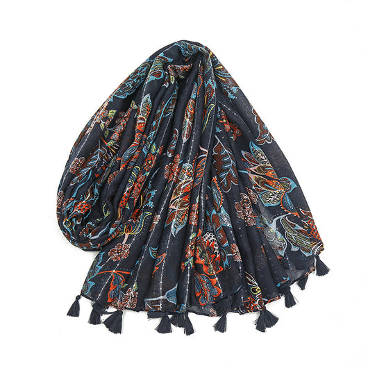 Pañuelo Bohemio con Strass Estampado para Mujer - Image 3