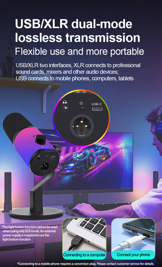 Micrófono XLR USB Dual Modo con Bobina Móvil y Reducción de Ruido ZX777 - Image 9