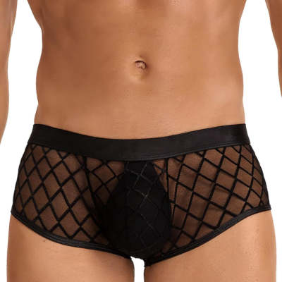 Bóxer Transparente Hombre Diseño Diamante Malla Baja