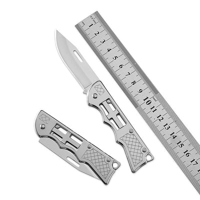 Cuchillo Plegable de Acero Inoxidable con Espejo y Luz LED para Camping - Image 9