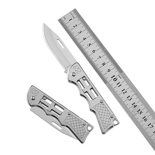 Cuchillo Plegable de Acero Inoxidable con Espejo y Luz LED para Camping - Image 9