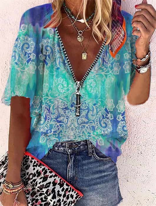 Playera Suelta con Cierre y Estampado para Mujer - Image 11