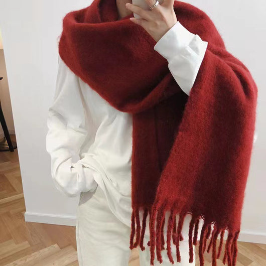 Bufanda de Cachemira Suave con Borlas - Colores Lisos Versátiles para Mujer - Image 21