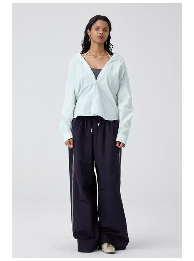 Pantalones Anchos de Talle Alto con Pliegues en Nylon - Image 26