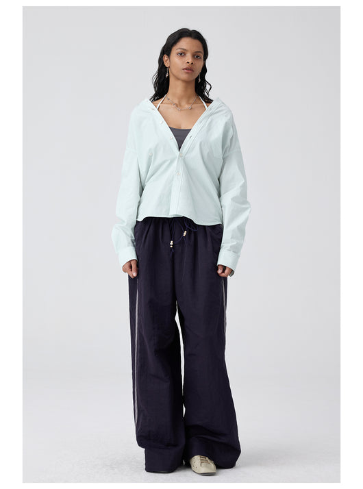 Pantalones Anchos de Talle Alto con Pliegues en Nylon - Image 26