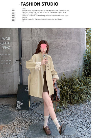 Cortavientos Khaki Cuello Mao para Mujer - Estilo Británico Otoño - Image 12