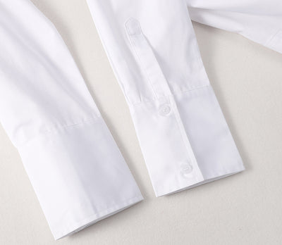 Blusa Clásica Blanca Suelta de Algodón Peinado - Image 14