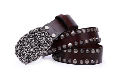 Cinturón de Cuero Genuino con Remaches para Hombre - Estilo Trend - Image 11