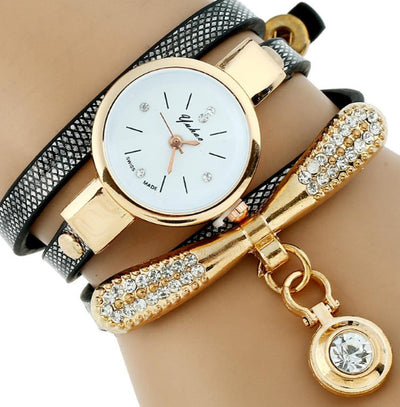 Reloj Pulsera Mujer Lujo Gnova Platinum con Brillantes y Correa PU Dorada - Image 10