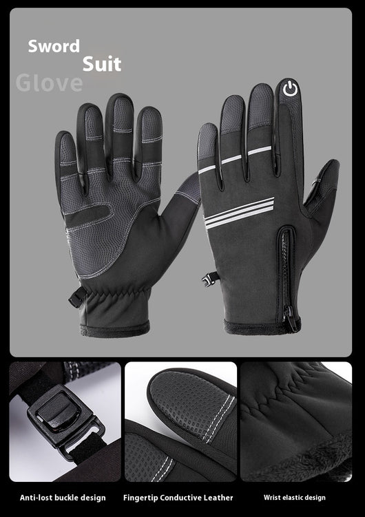 Guantes de Cuero Térmicos Aislados con Forro Polar para Motociclismo Invernal - Image 22