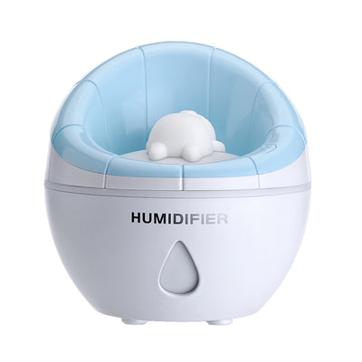 Blue and white mini humidifier with a cute white animal figure inside, suitable for car or desk. - Image 9