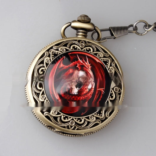 Reloj de Bolsillo Retro Clásico con Calavera de Cerámica Talla Grande - Image 11