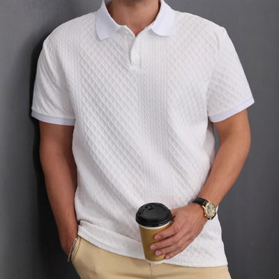 Polo Casual de Manga Corta con Textura Jacquard para Hombre - Image 2