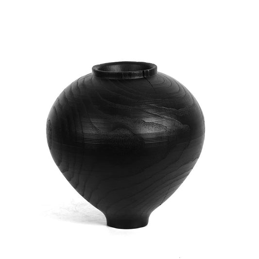Jarrón Minimalista de Cerámica con Textura Madera - Decoración Zen para Sala de Té y Estudio